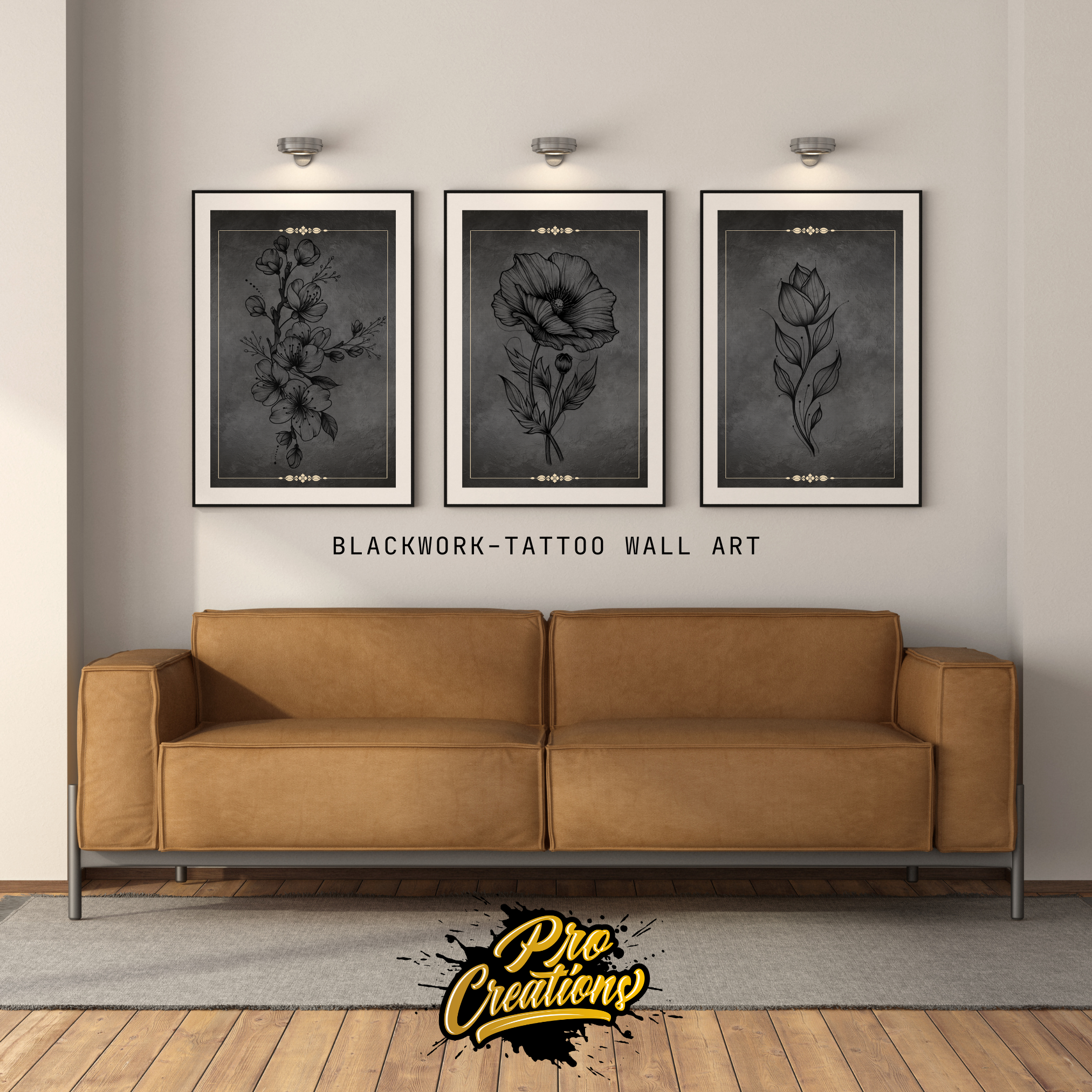 Blackwork Floral Flash Stamp Pack – Bold Floral Tattoo Designs for Procreate & Sketchbook