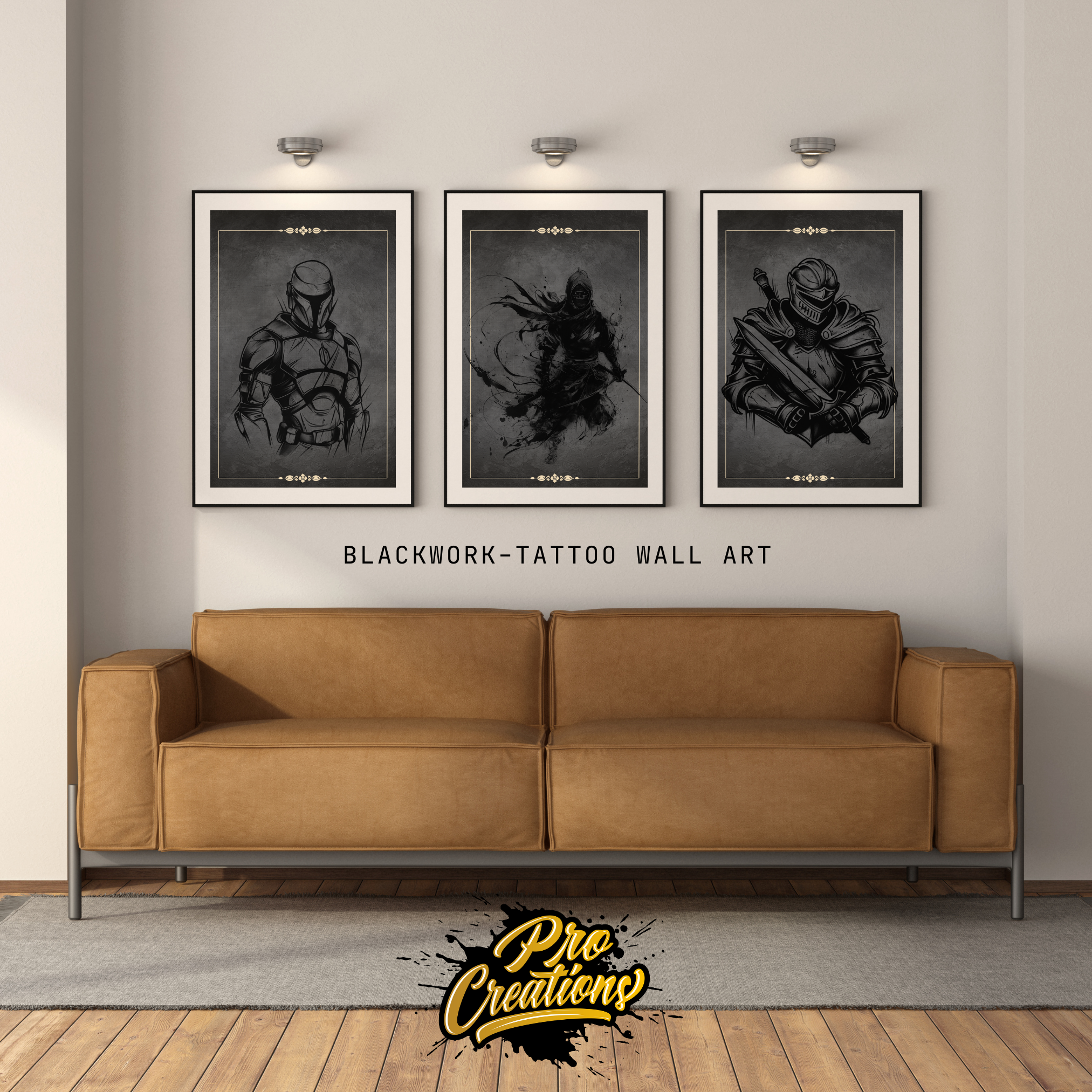 Blackwork Warriors Flash Stamp Pack – Bold Warrior Tattoo Designs for Procreate & Sketchbook