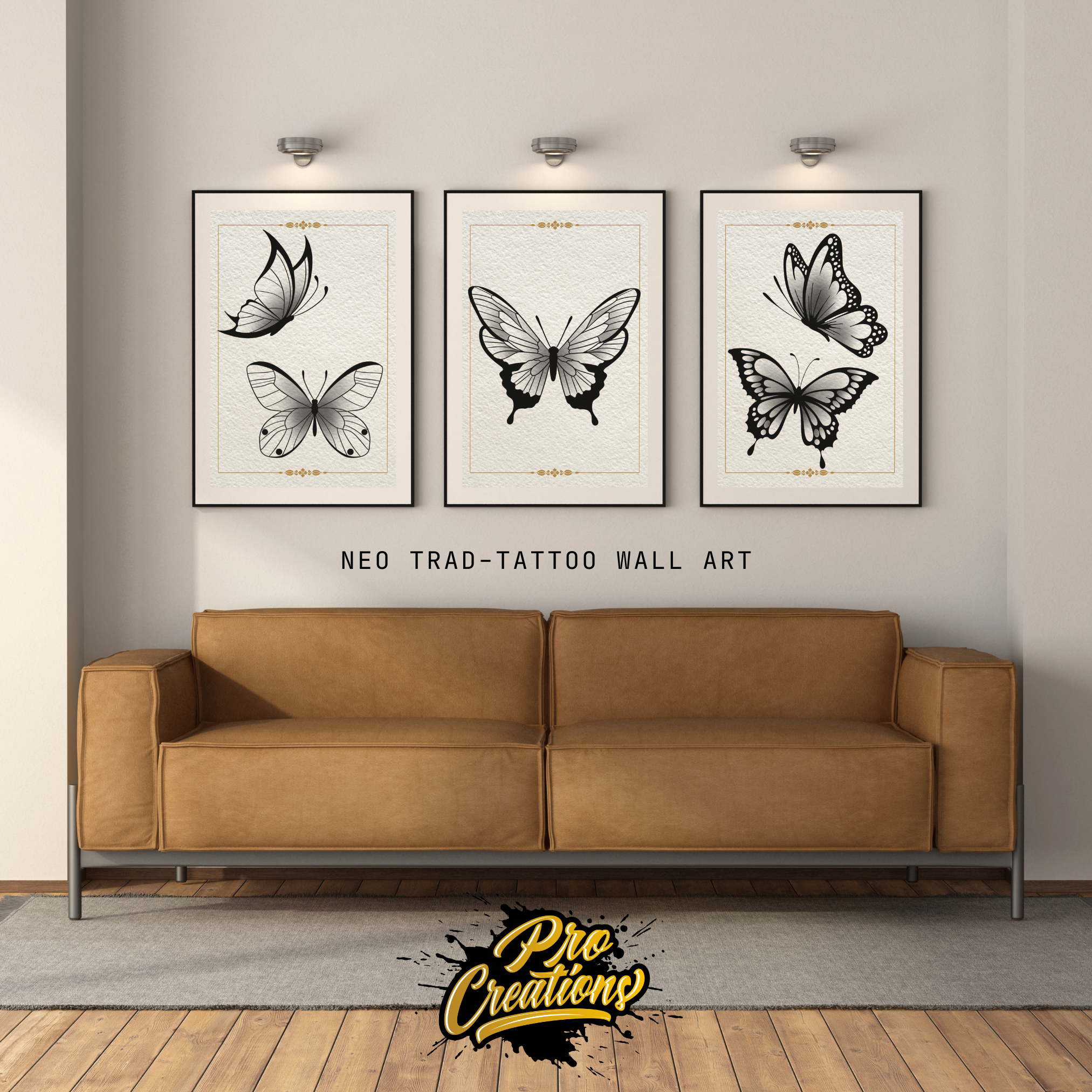 Neo-Traditional Butterflies Flash Stamp Pack – Bold Butterfly Tattoo Designs for Procreate & Sketchbook