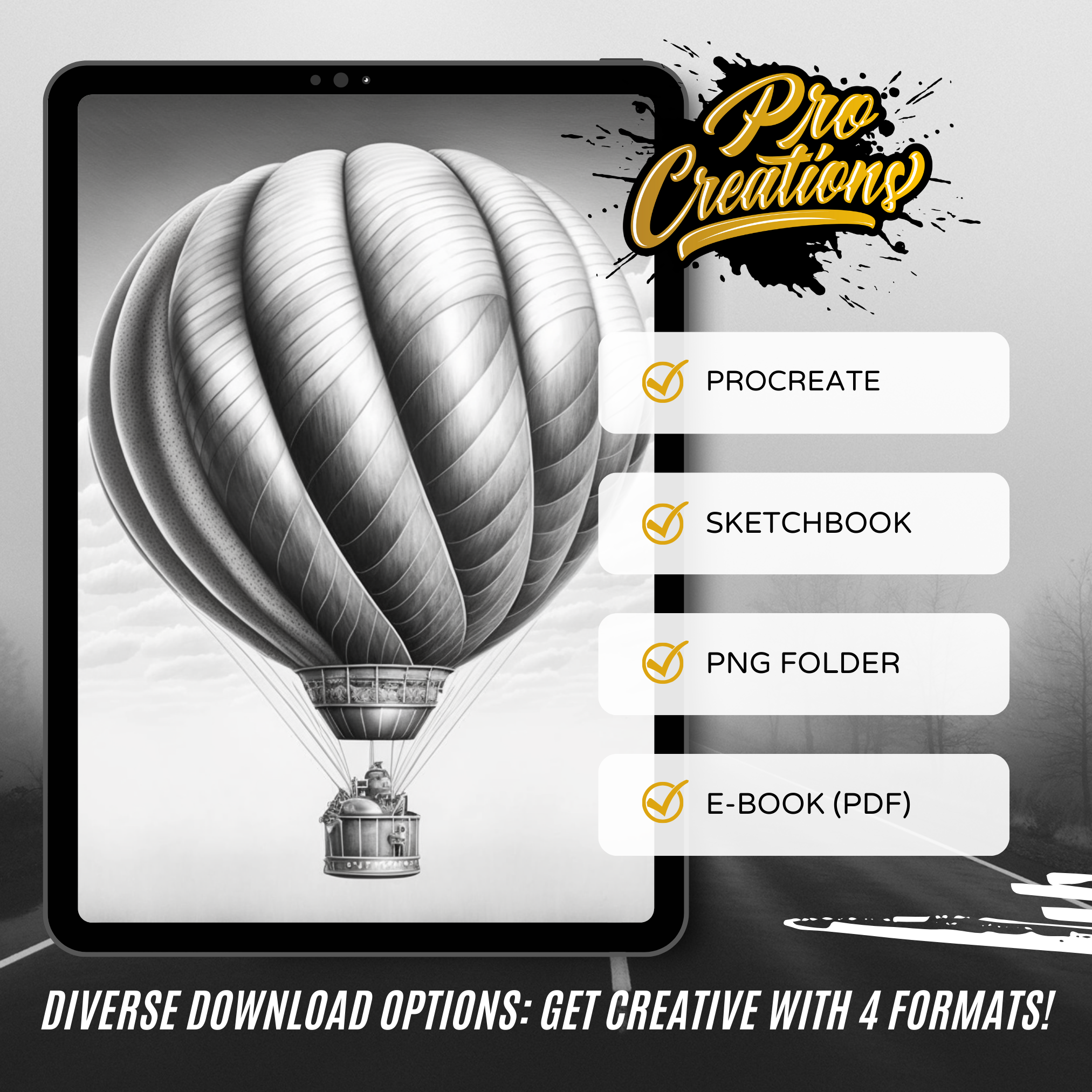 Heißluftballons Digitale Designsammlung: 50 Procreate- und Skizzenbuchbilder