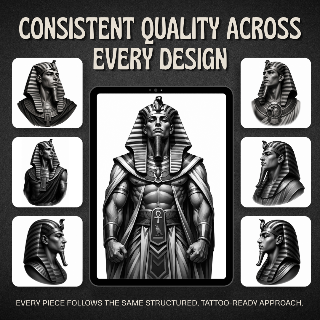 Egyptian Kings Procreate tattoo brush stamp set — design 8