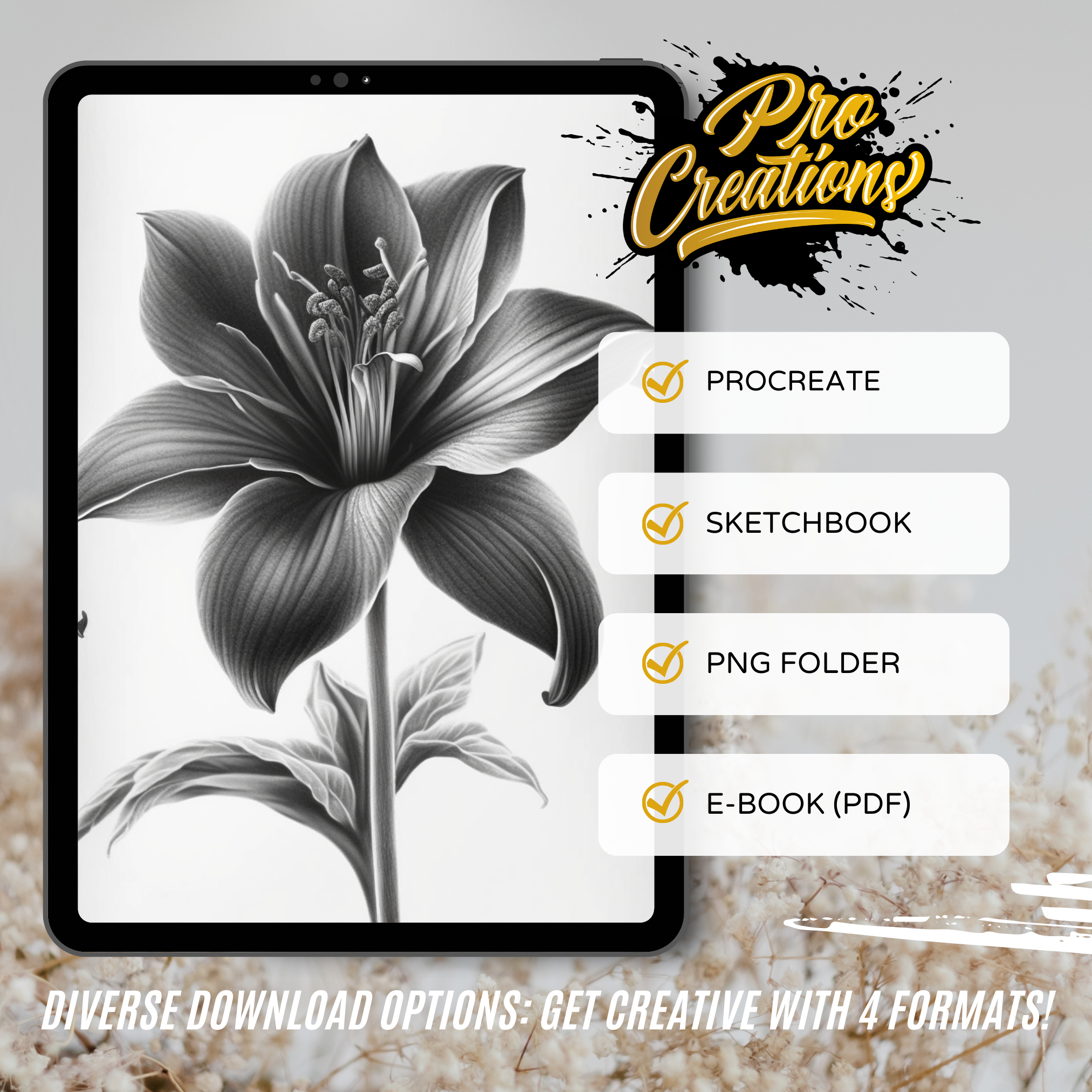 Colección de diseño digital Lilies: 50 imágenes de Procreate y Sketchbook