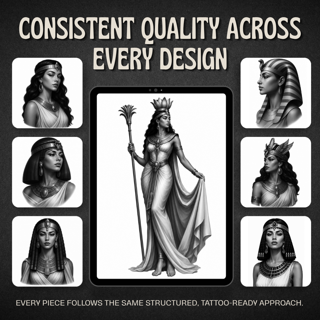 Egyptian Queens Procreate Brush Set | 40 Tattoo Designs + Stencils