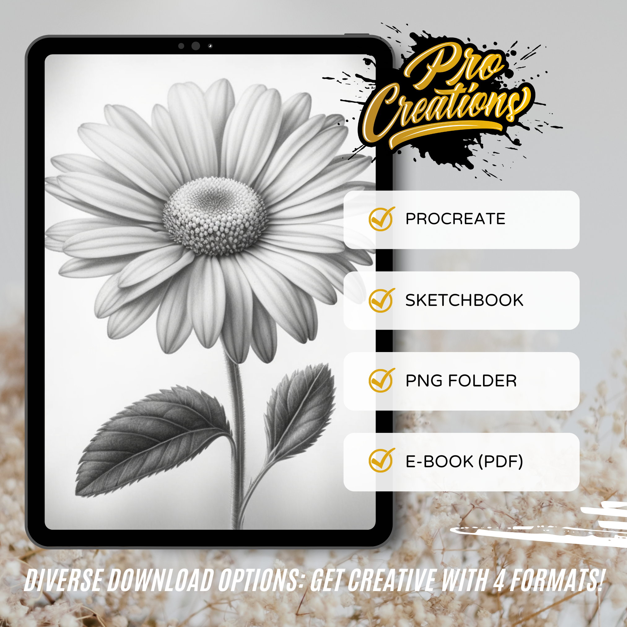 Daisies Digital Design Collection: 50 Procreate & Sketchbook Images