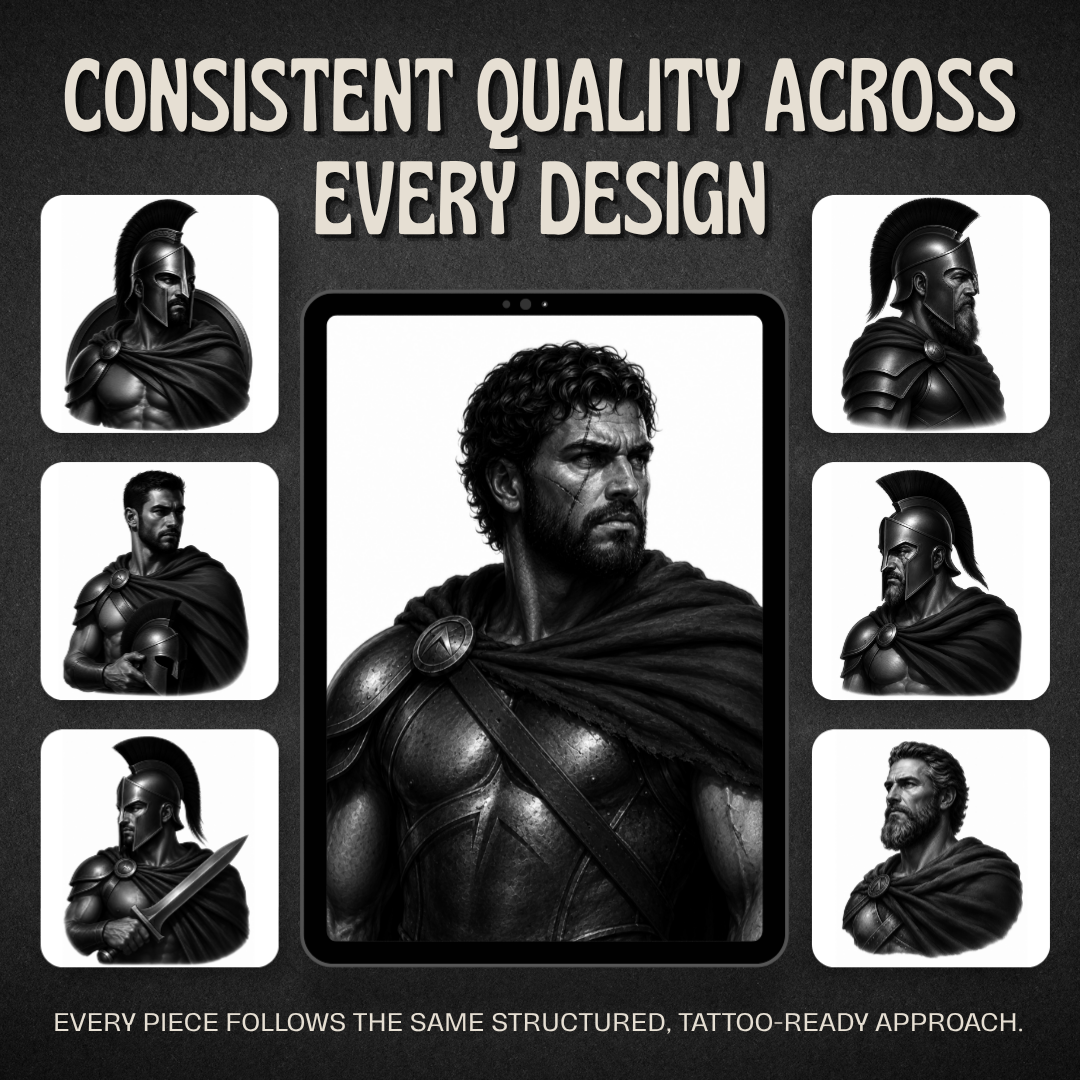 Spartan Warriors Procreate tattoo brush stamp set — design 8