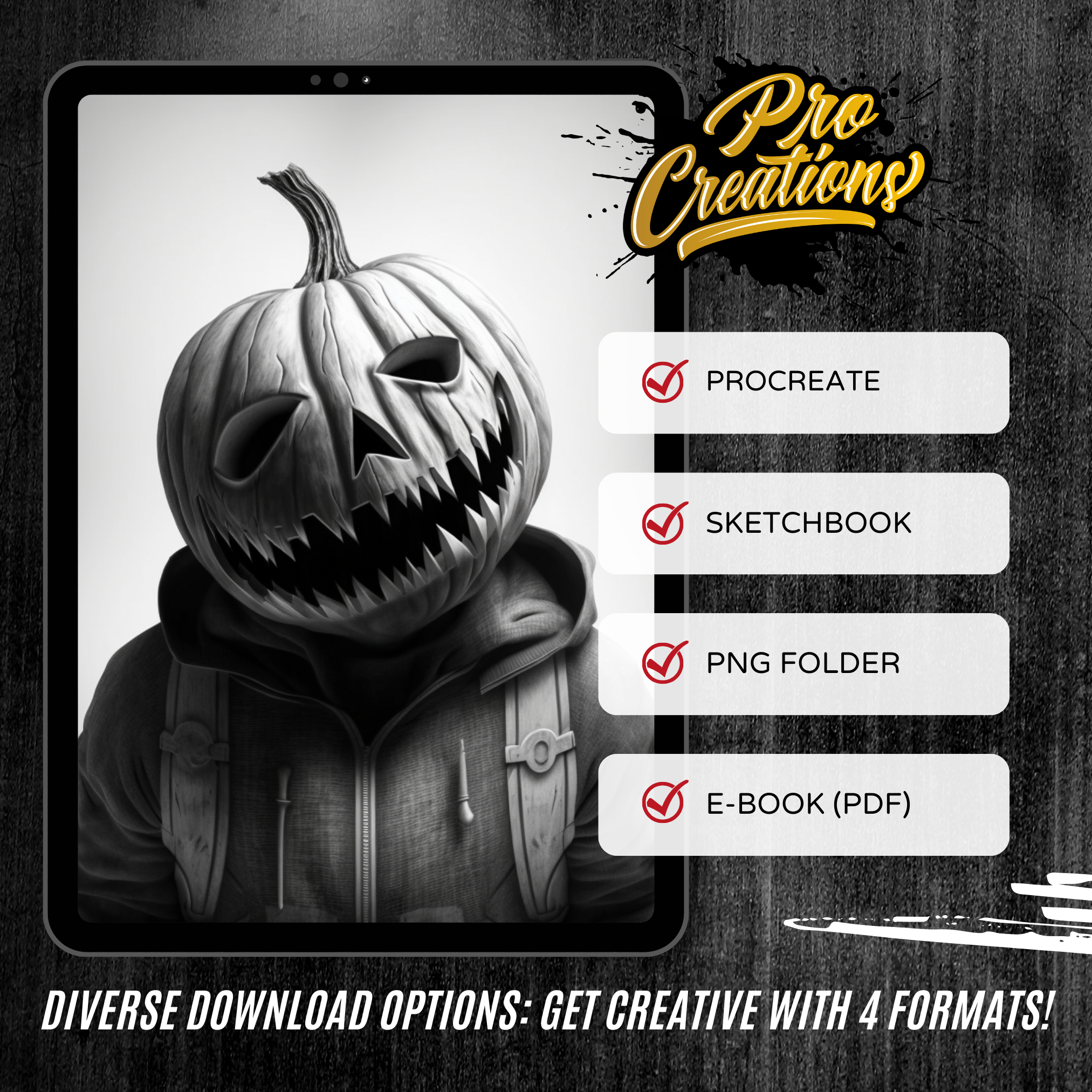 Pumpkin Man Digital Horror Design Collection: 50 Procreate & Sketchbook Images
