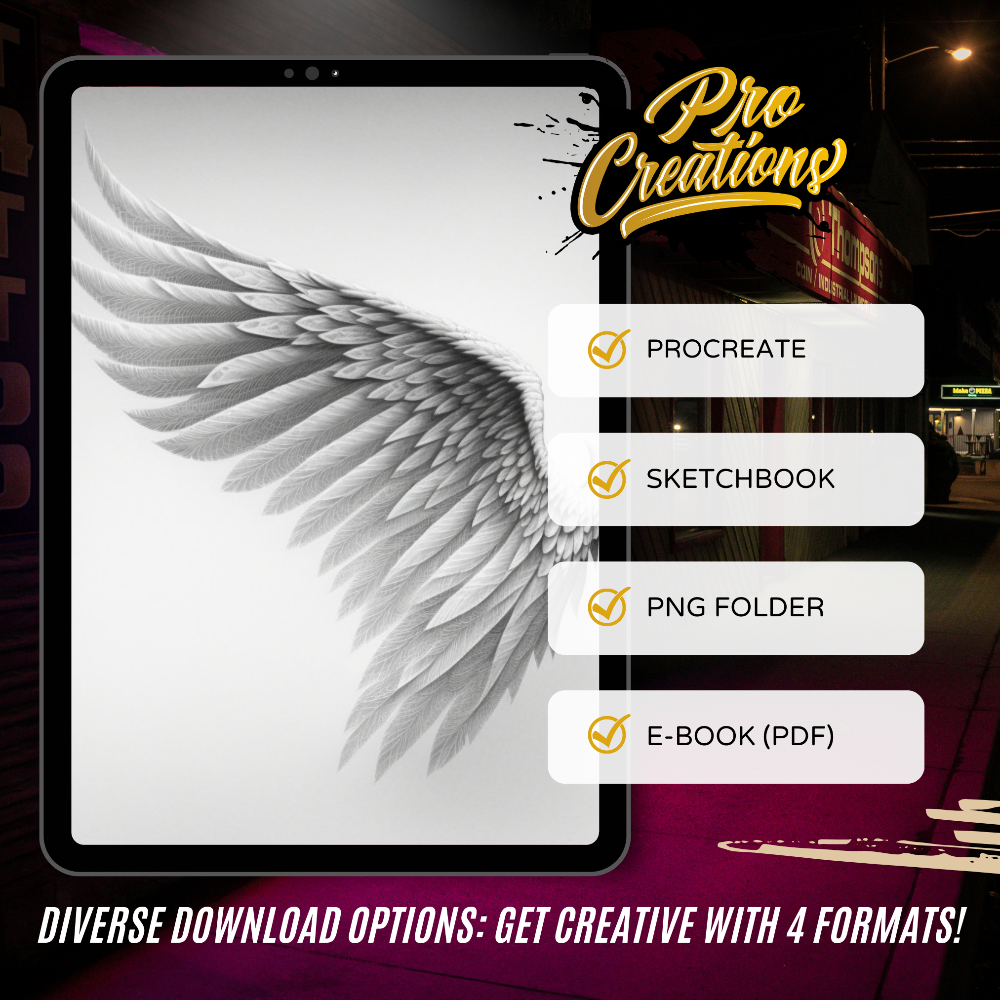 Wings Digital Tattoo Element Design Collection: 100 Procreate & Sketchbook Images