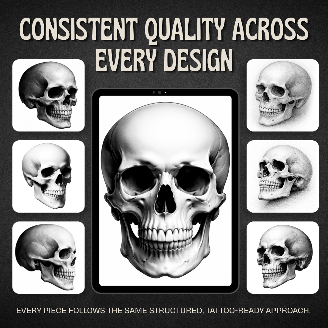 Skulls Procreate tattoo brush stamp set — design 8
