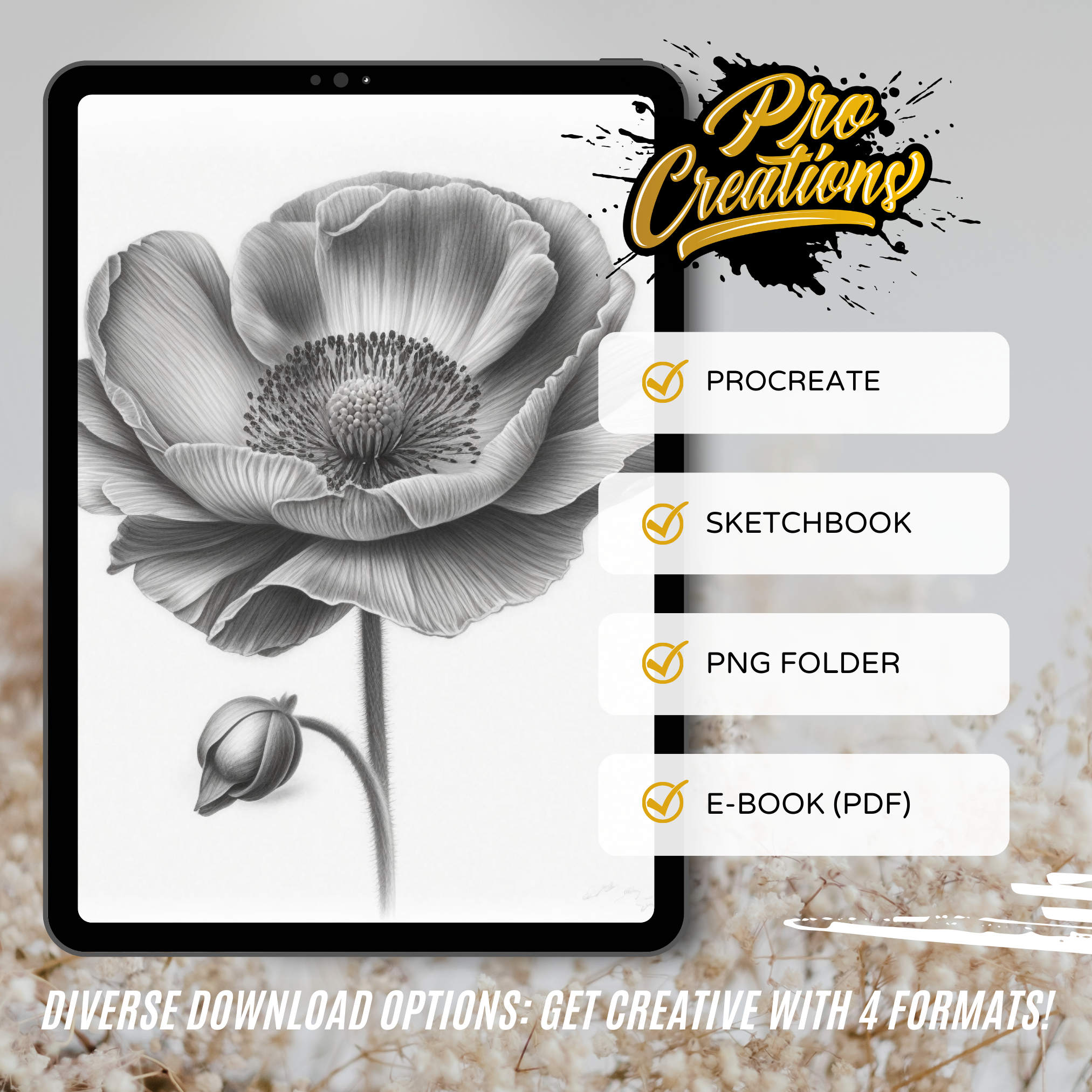 Poppies Digital Design Collection: 50 Procreate & Sketchbook Images