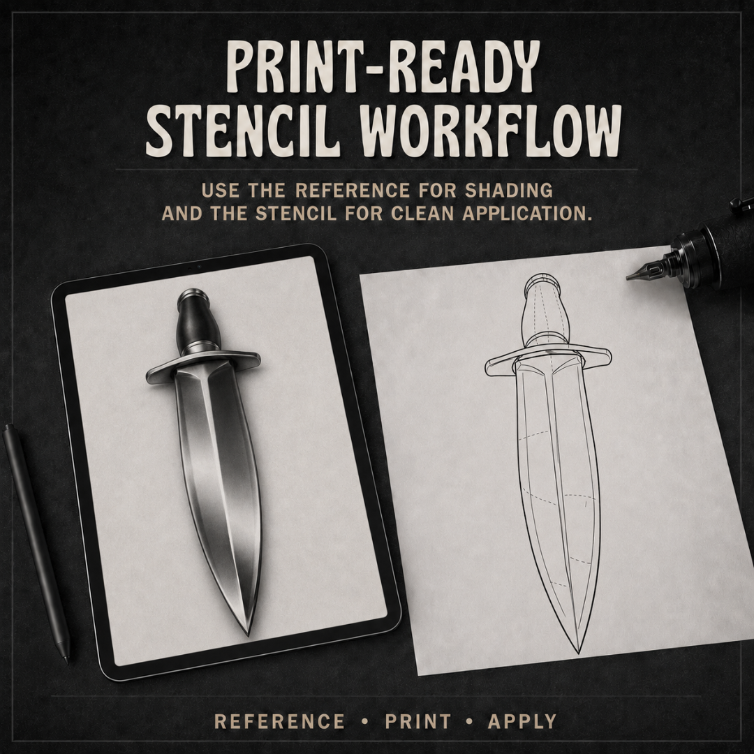 Daggers Procreate tattoo brush stamp set — design 9