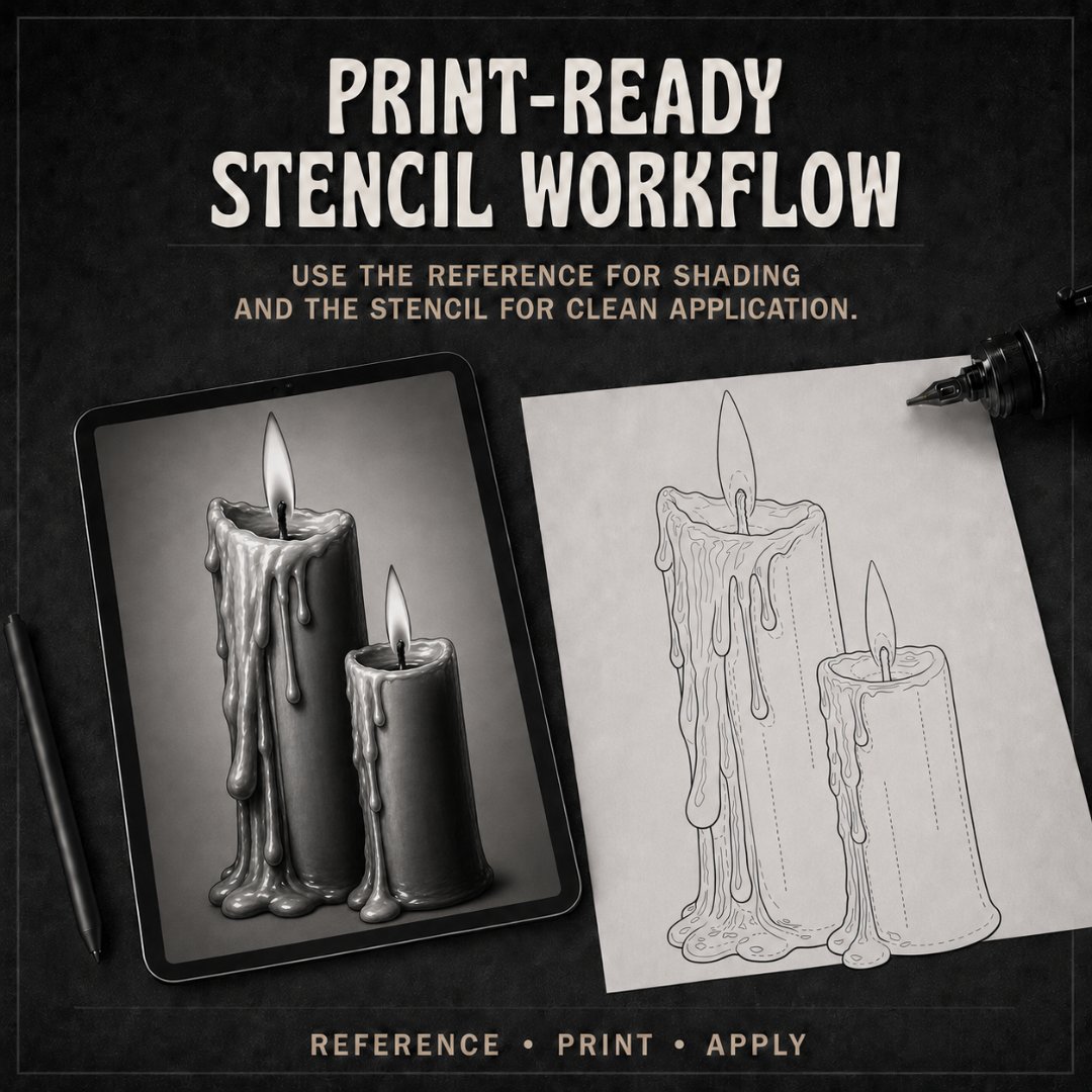 Candles Procreate tattoo brush stamp set — design 9
