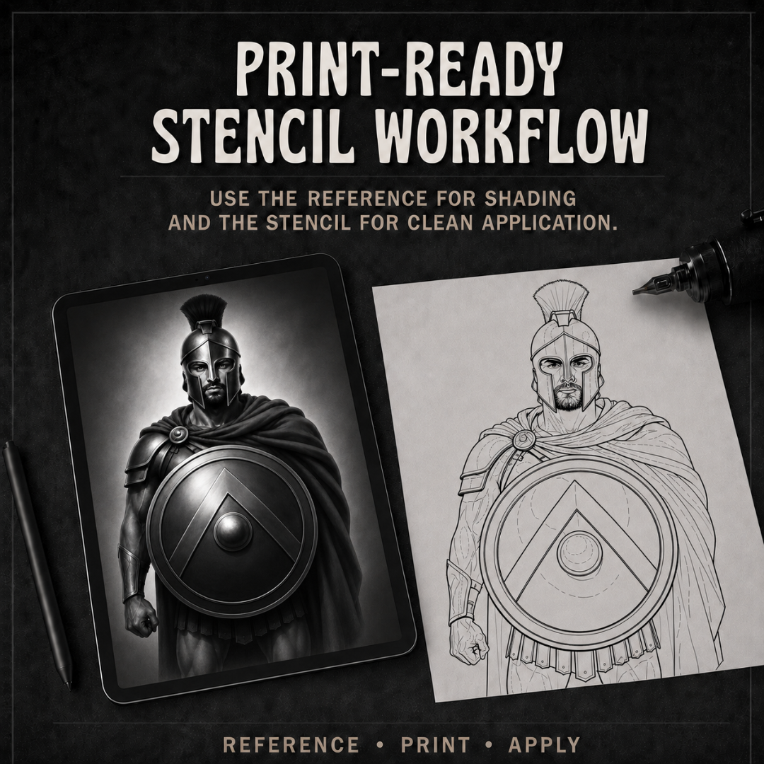 Spartan Warriors Procreate tattoo brush stamp set — design 9