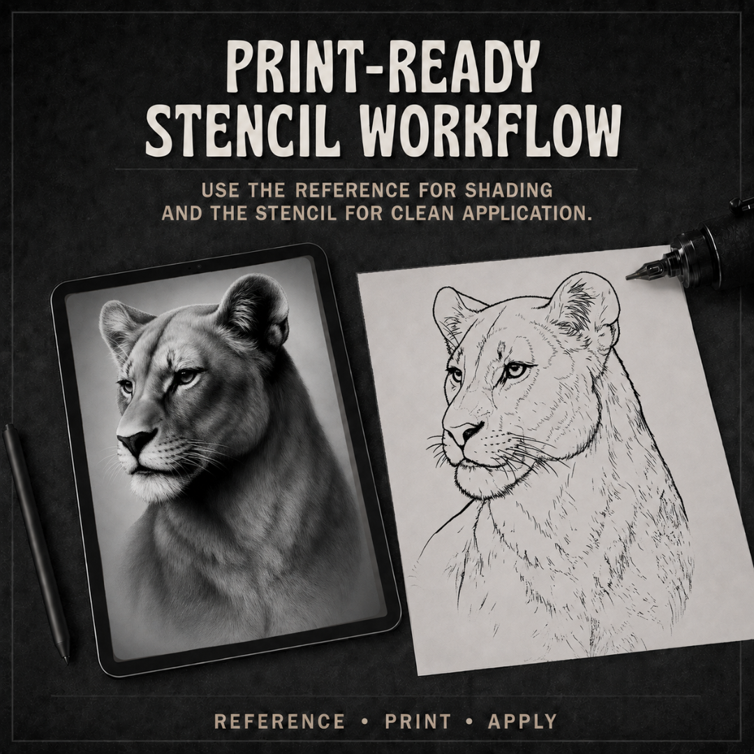 Lions Procreate tattoo brush stamp set — design 9