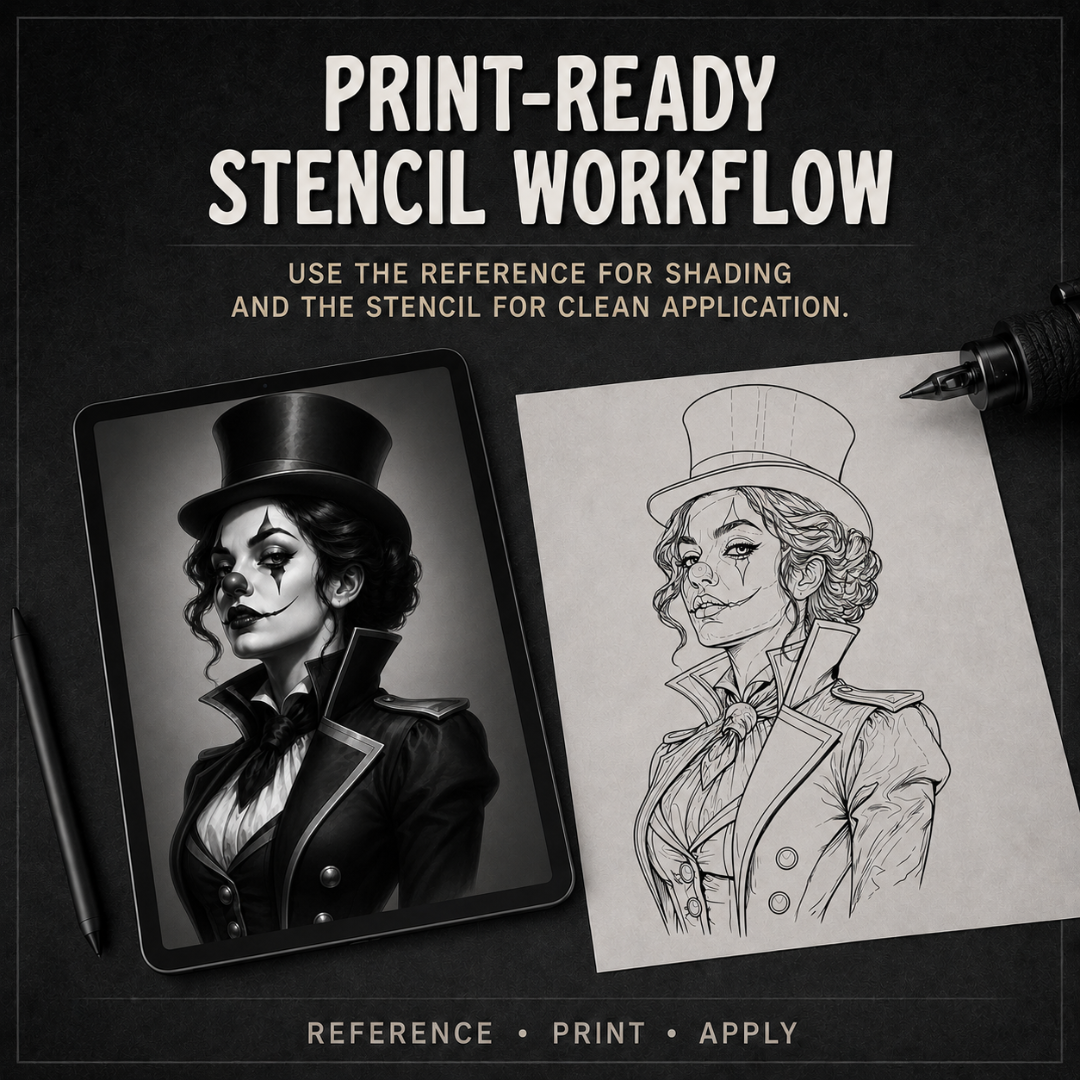 Clowns Procreate tattoo brush stamp set — design 9