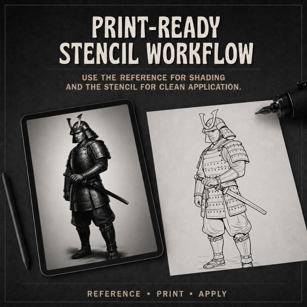 Samurai Warriors Procreate tattoo brush stamp set — design 9