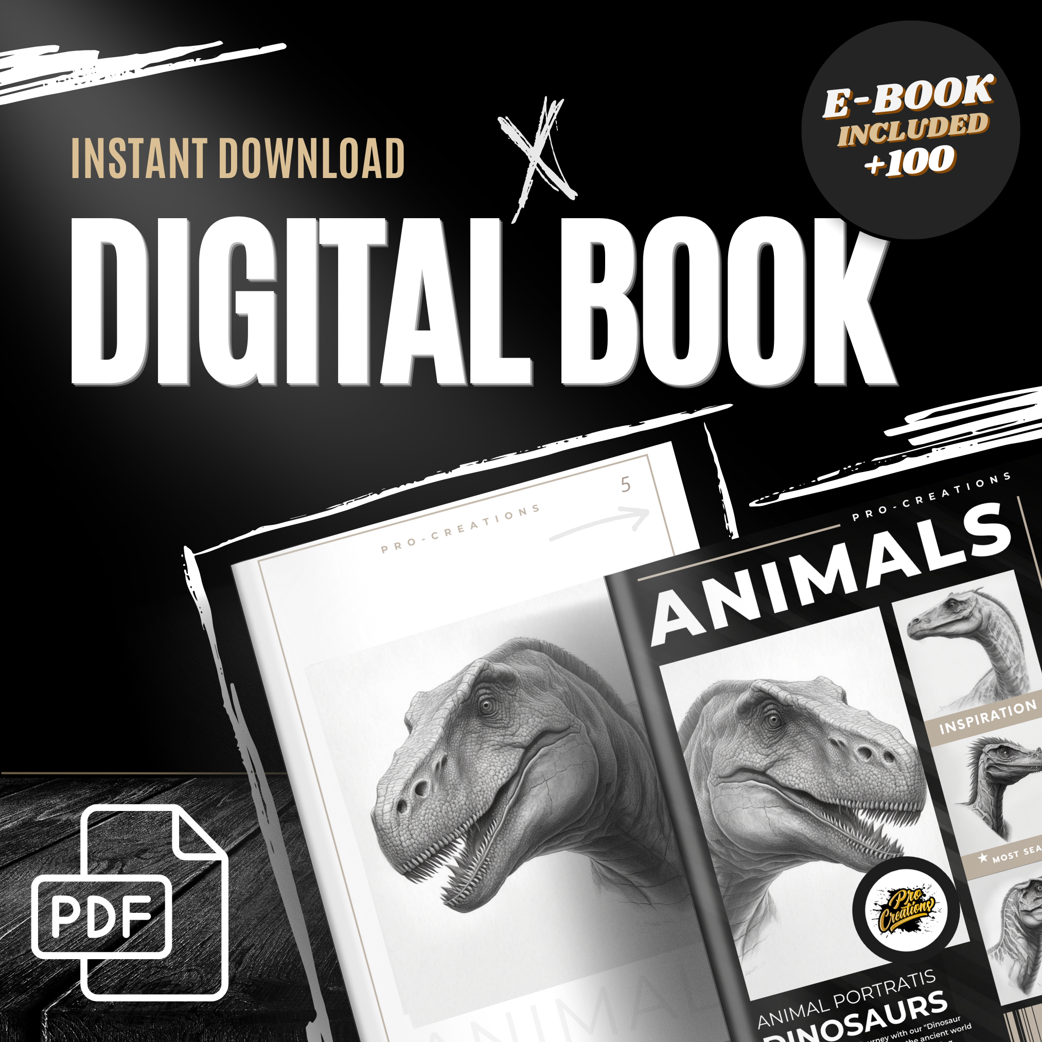 Digitale Referenzdesignsammlung Dinosaurier: 100 Procreate- und Skizzenbuchbilder
