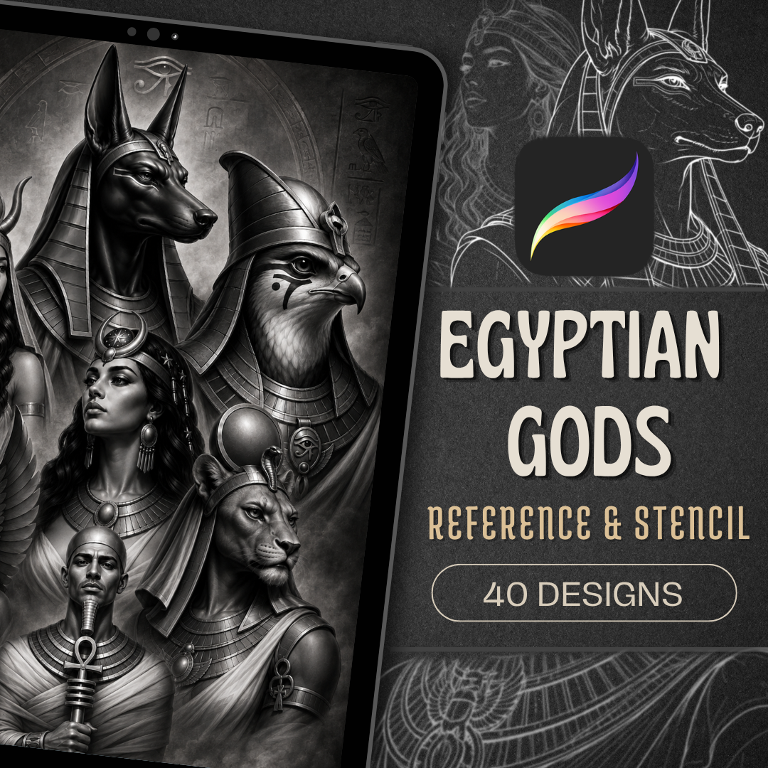 Egyptian Gods Procreate Brush Set | 40 Tattoo Designs + Stencils
