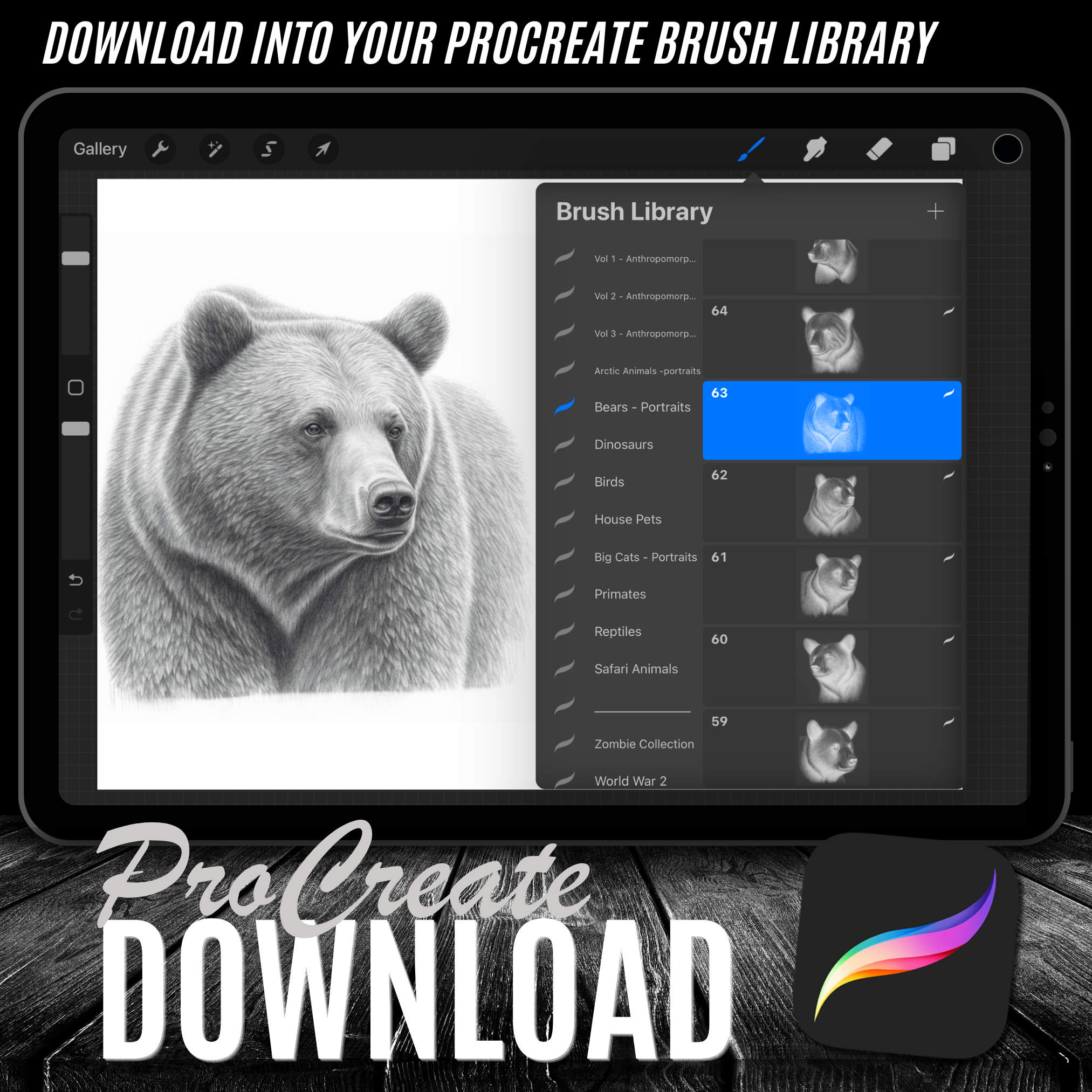 Bears Digital Reference Design Collection: 100 Procreate & Sketchbook Images