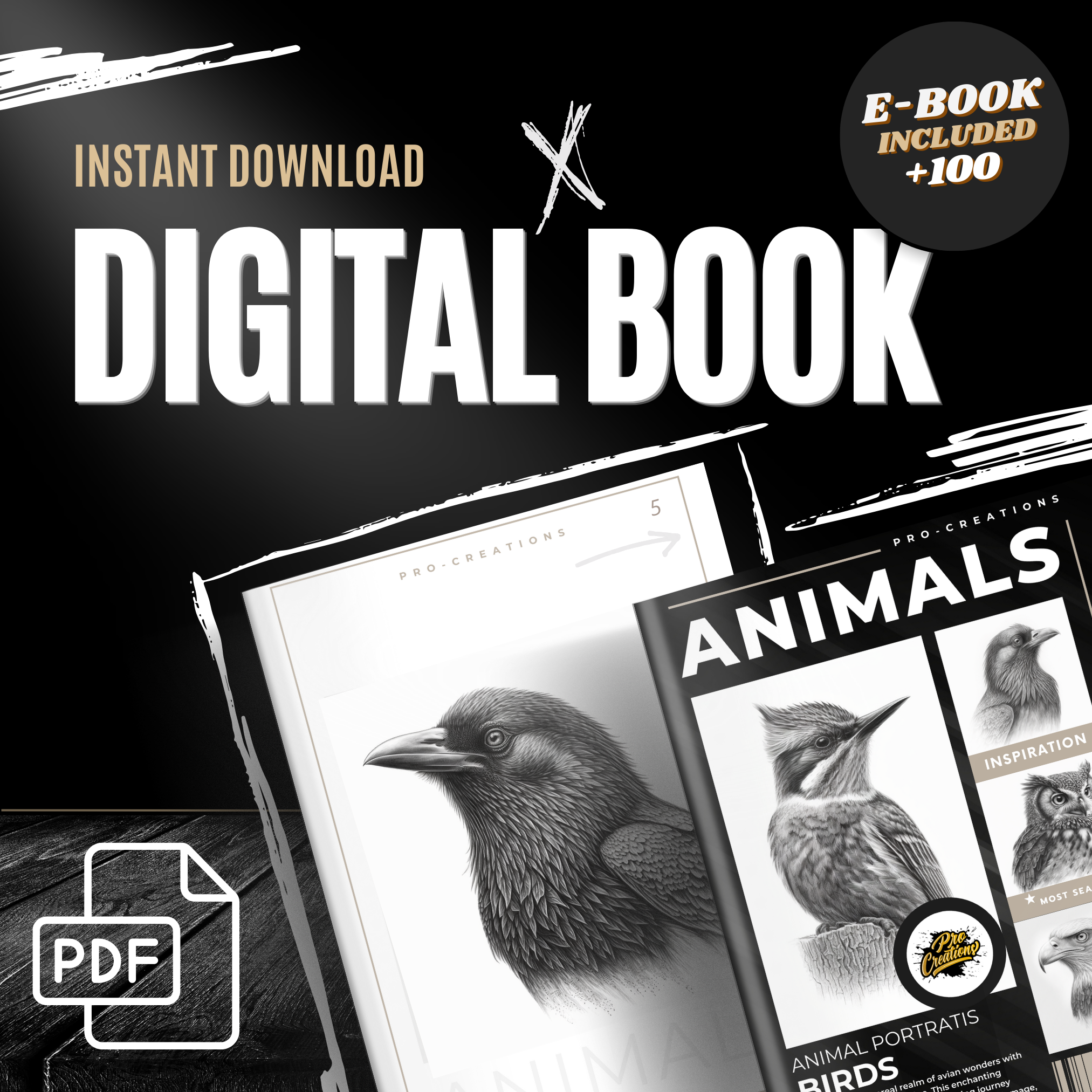 Colección de diseños de referencia digital Birds: 100 imágenes de Procreate y Sketchbook