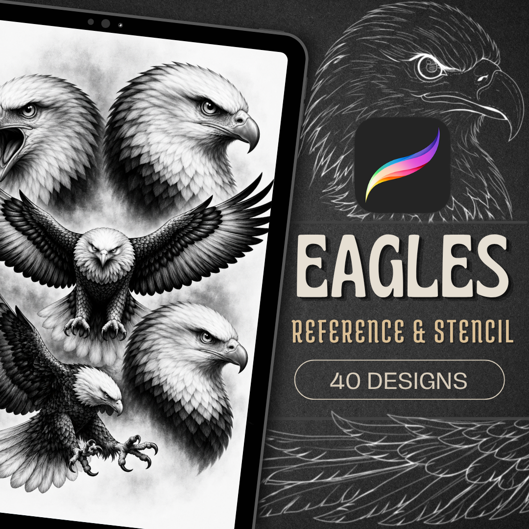 Eagles Procreate tattoo brush stamp set — design 1