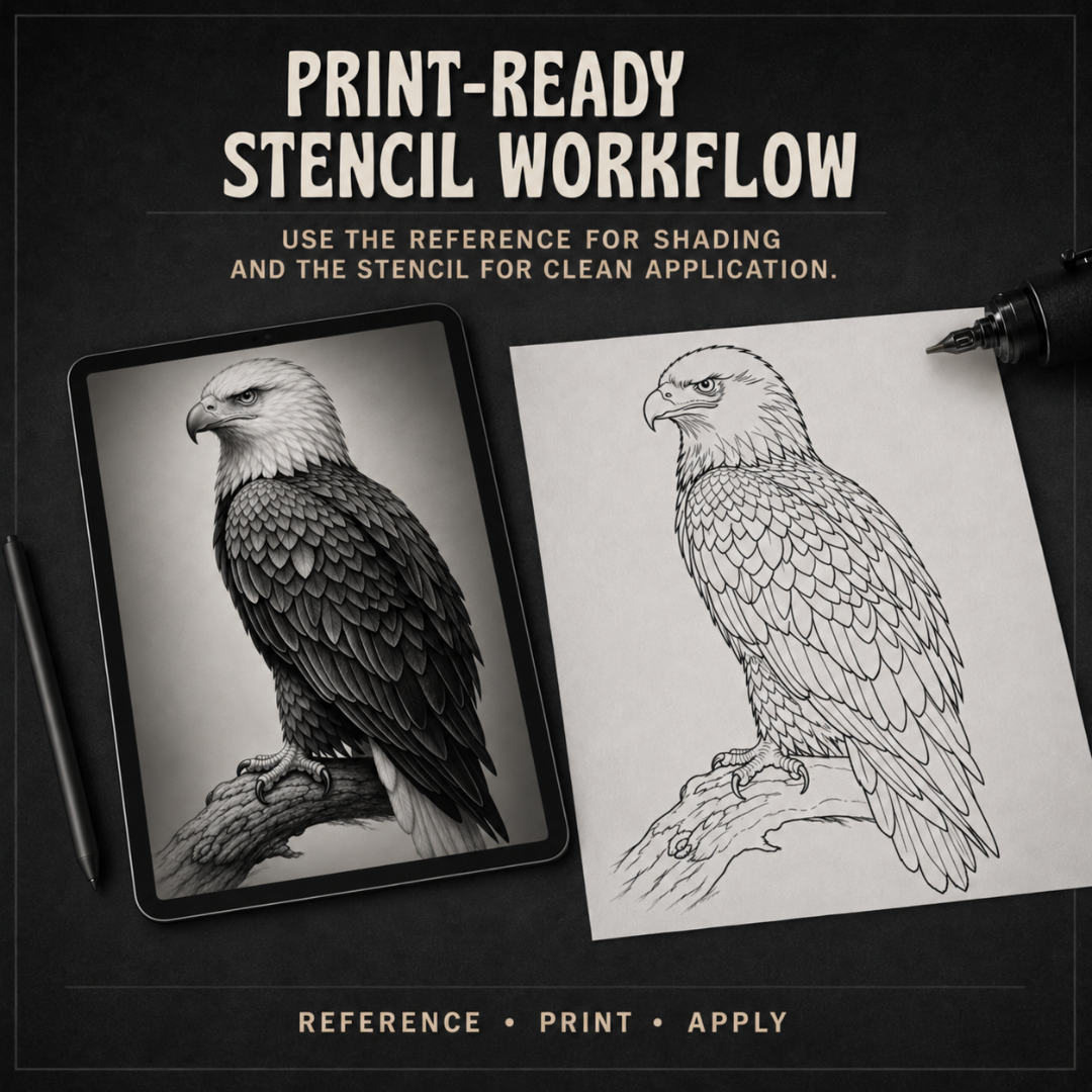 Eagles Procreate tattoo brush stamp set — design 9