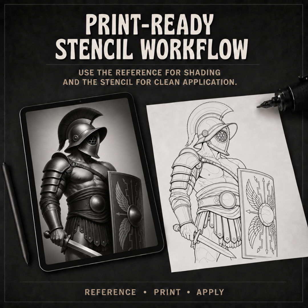 Gladiators Procreate tattoo brush stamp set — design 9
