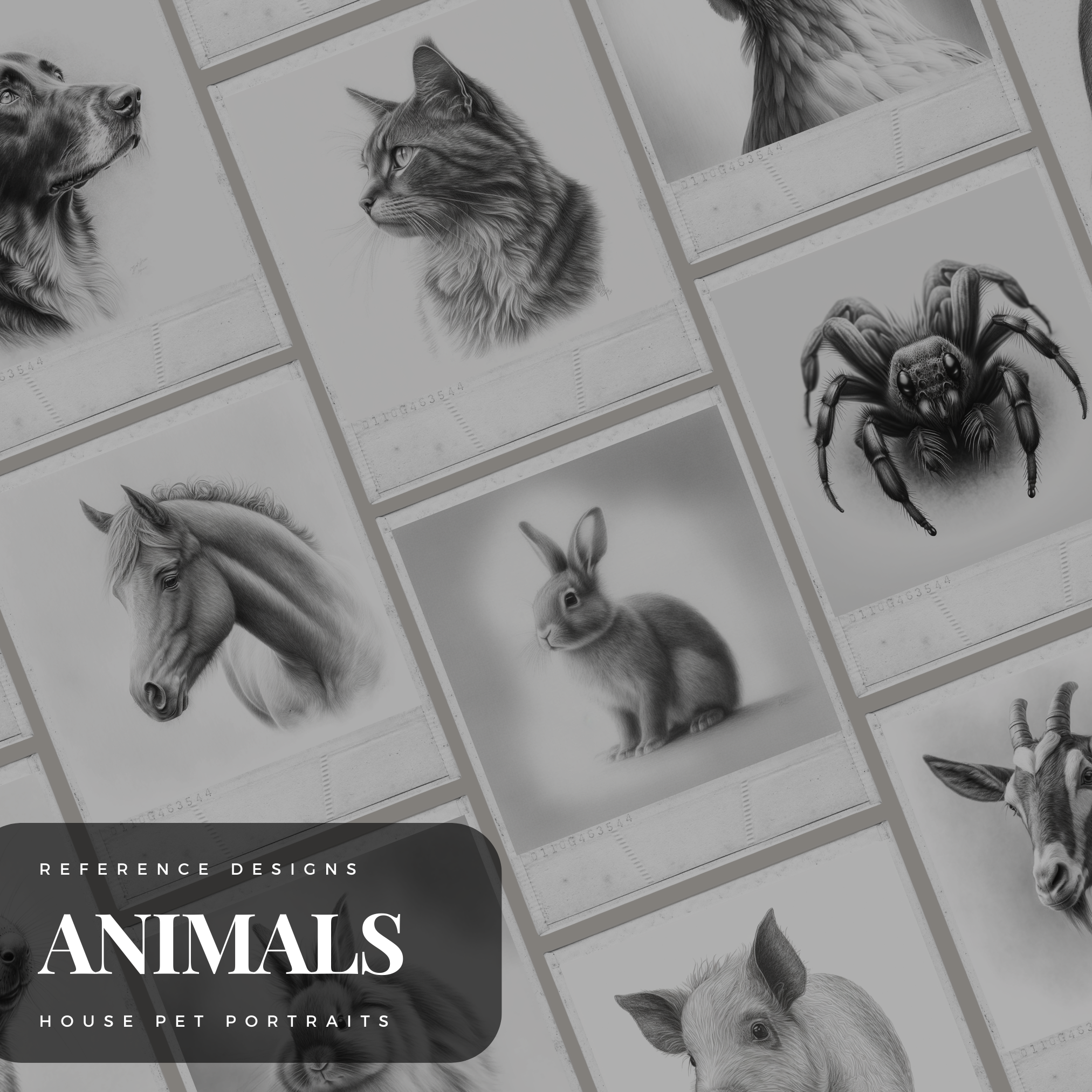 Colección de diseños de referencia digital House Pets: 100 imágenes de Procreate y Sketchbook