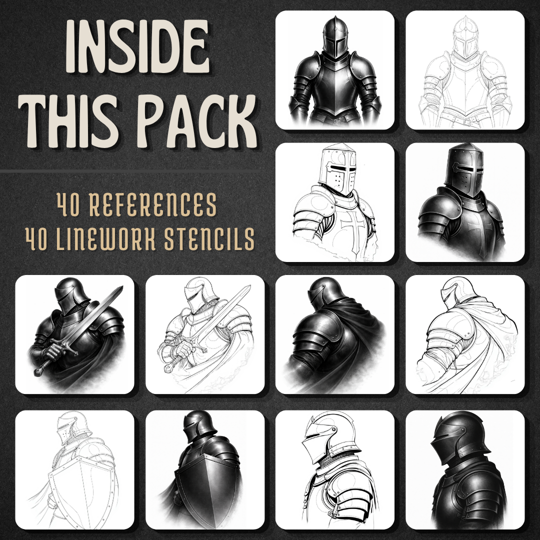 Knights Procreate tattoo brush stamp set — design 2