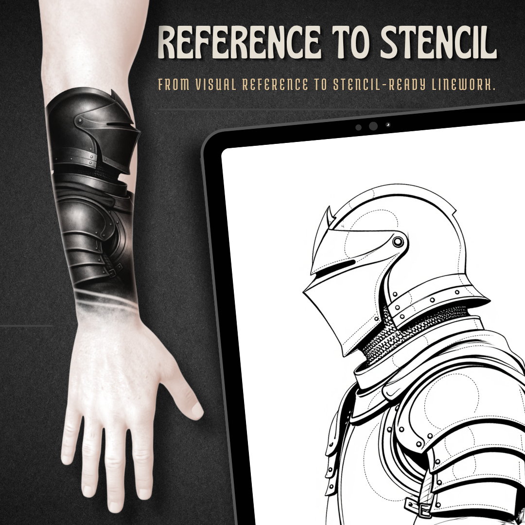 Knights Procreate tattoo brush stamp set — design 3