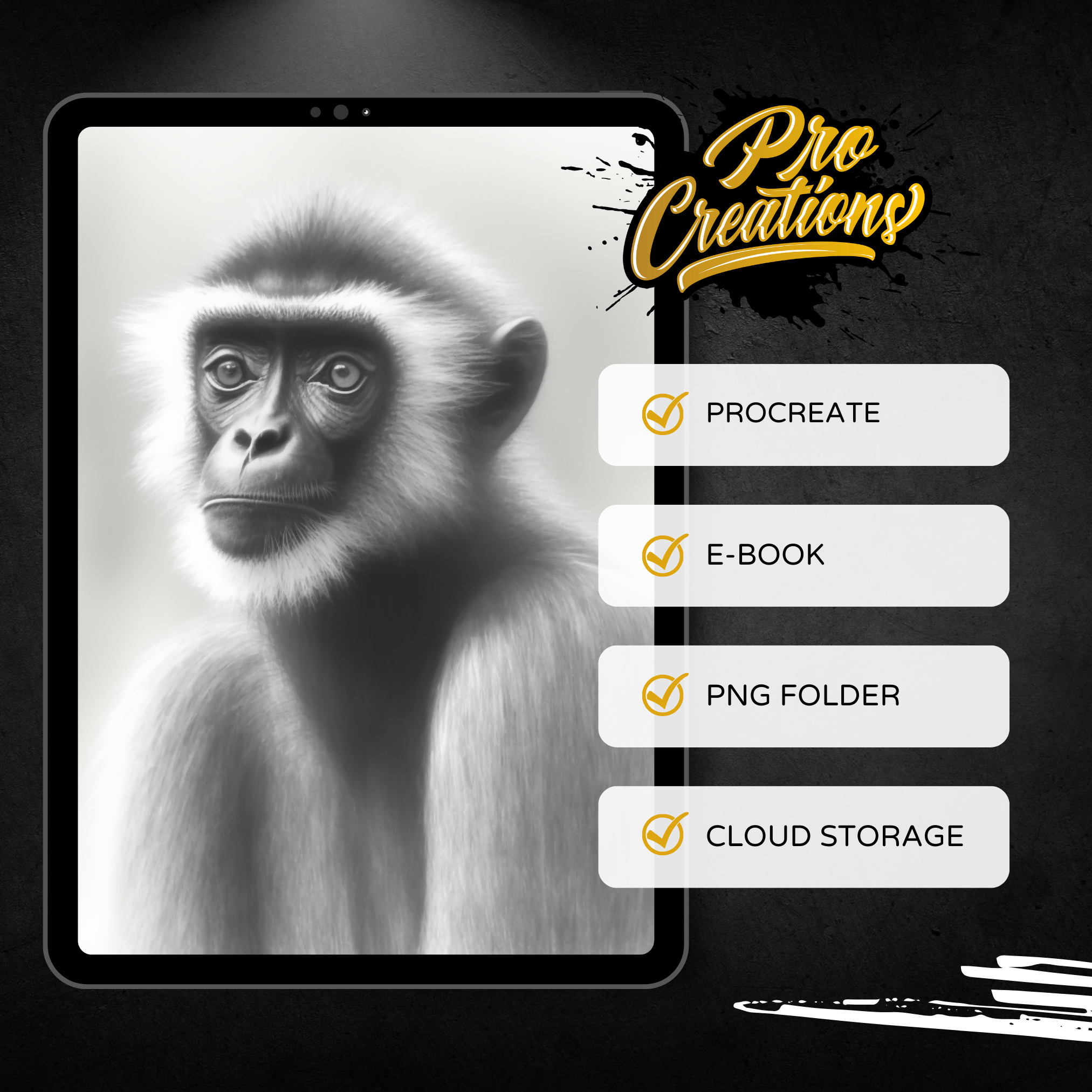 Digitale Referenzdesignsammlung für Primaten: 100 Procreate- und Skizzenbuchbilder