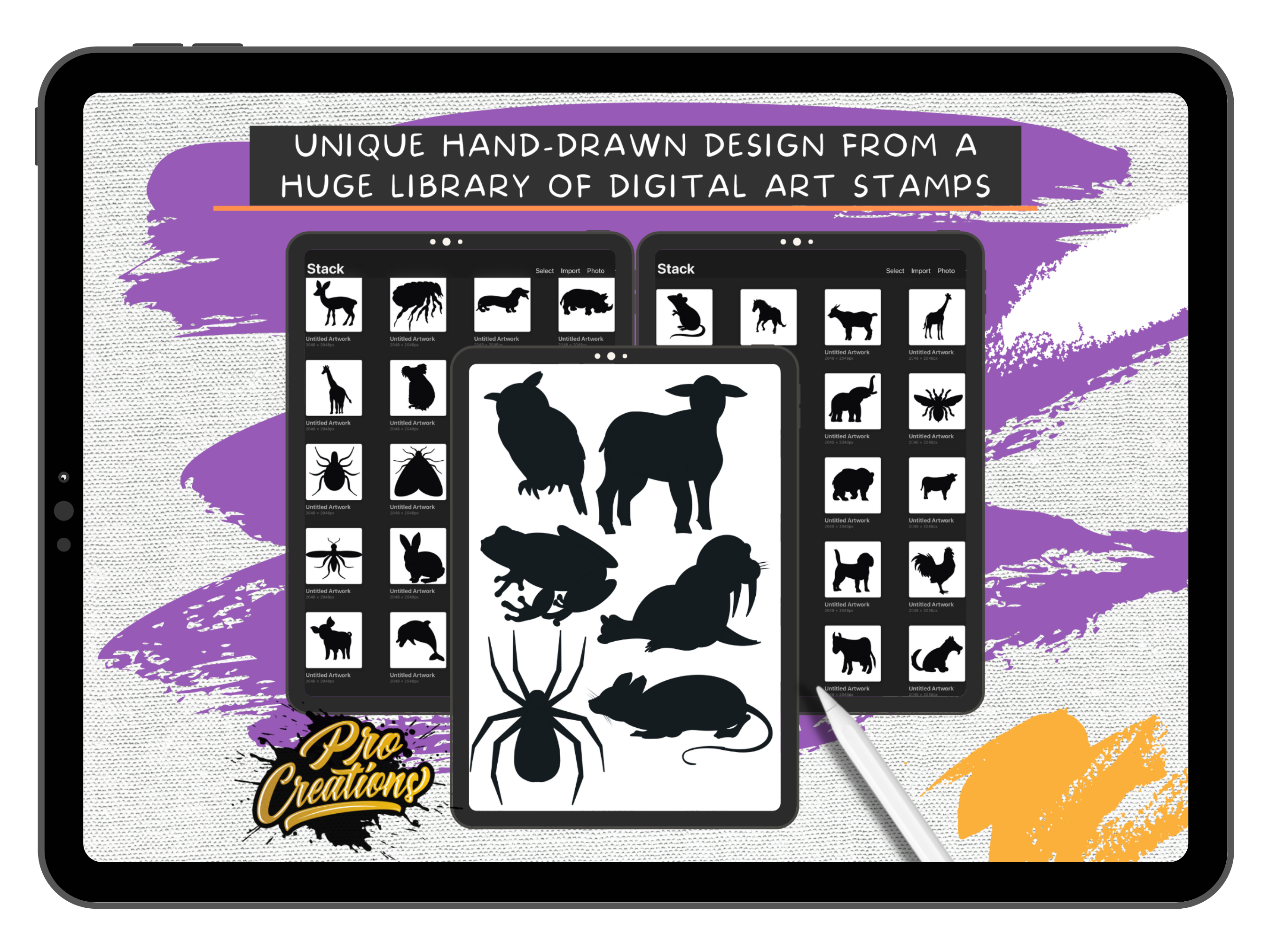100 Animal Silhouette Shape Brush-Stamps | Downloadable Pro-Create Brush-sets