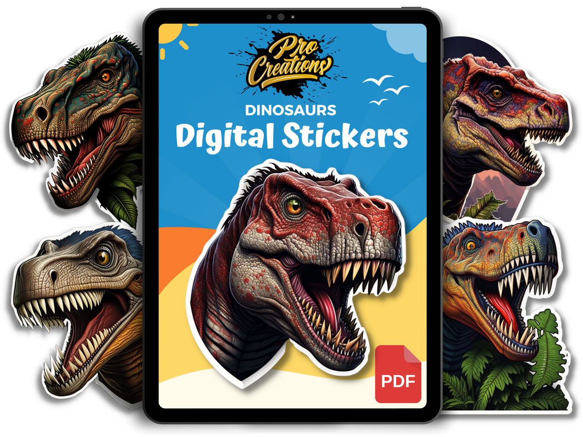 Dinosaurs Digital Downloadable Sticker Designs | PDF Reference Designs
