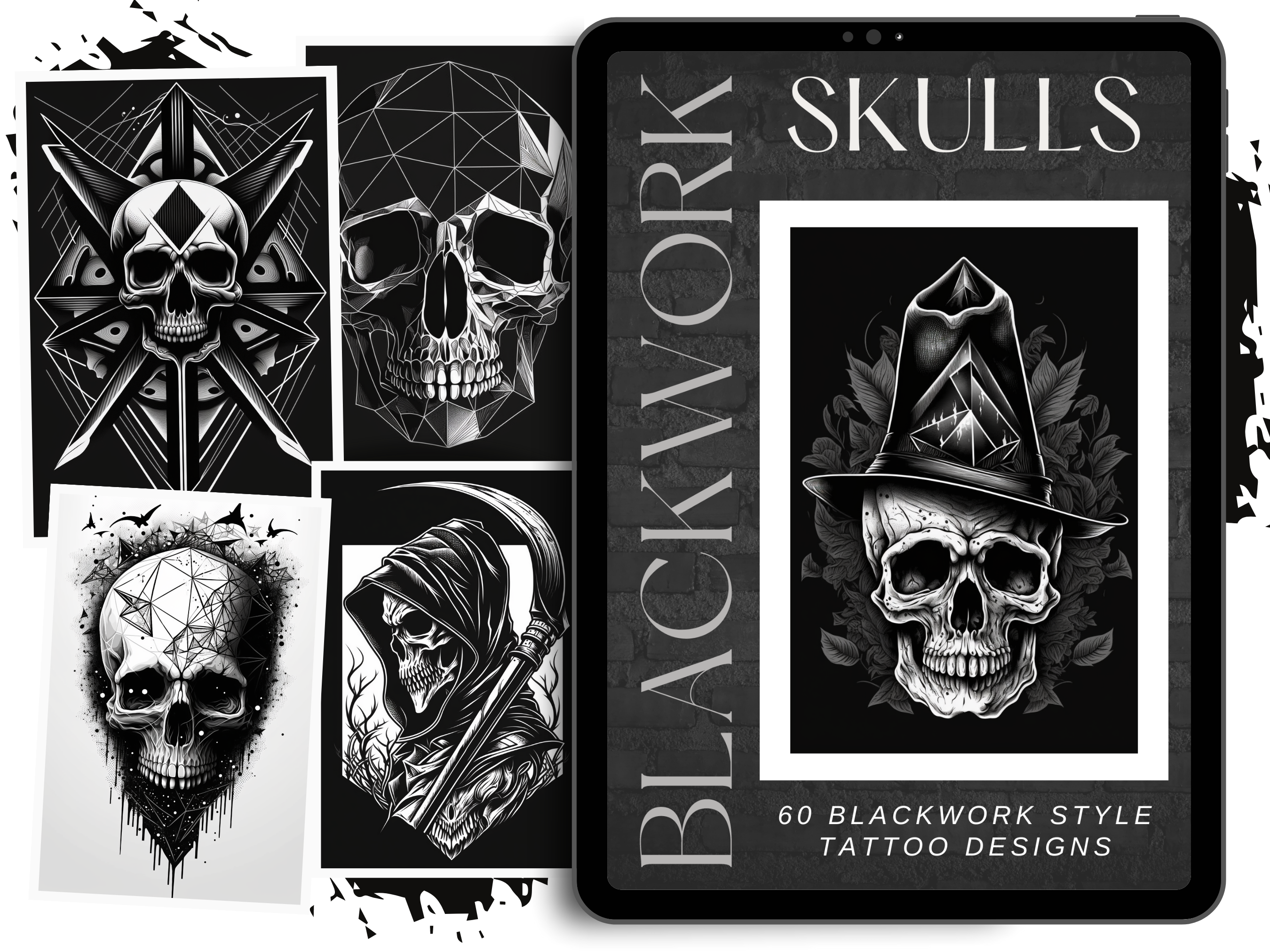 Premium Photo | Human head skull tattoo picture black background AI  Generated art