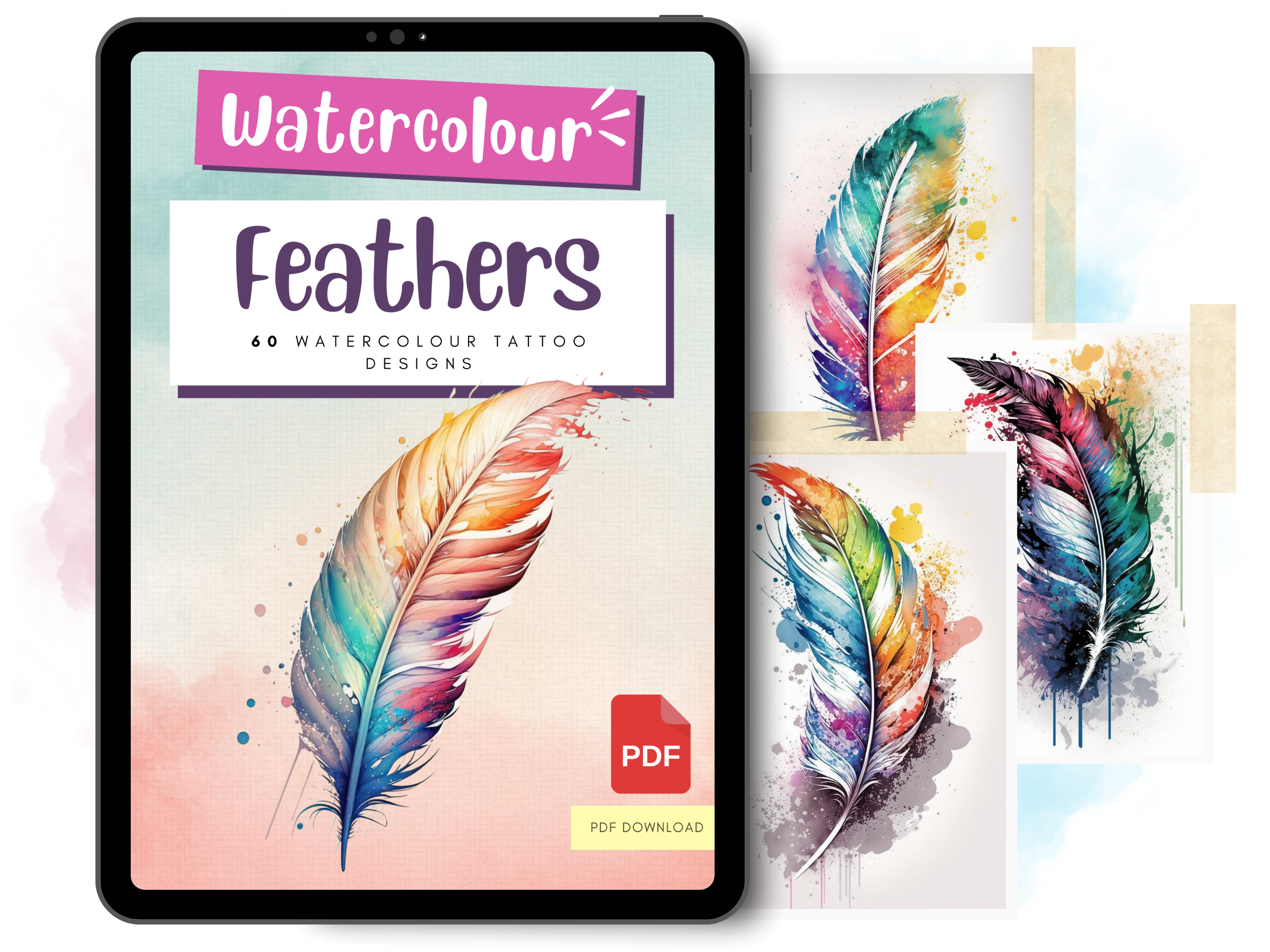 Watercolor Feather Set by Natasha Lawyer from Tattly Temporary Tattoos –  Tattly Temporary Tattoos & Stickers
