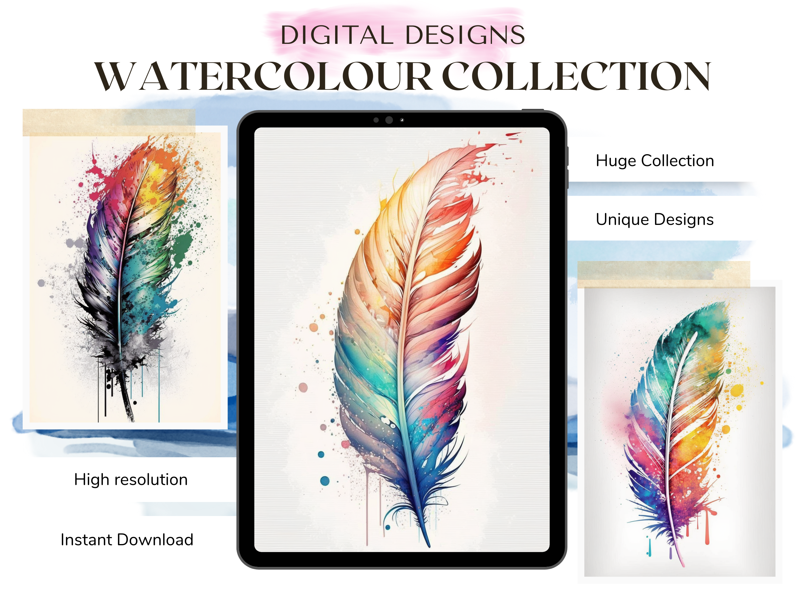 Feathers Watercolour Tattoo Designs | PDF Reference Designs for Tattoos