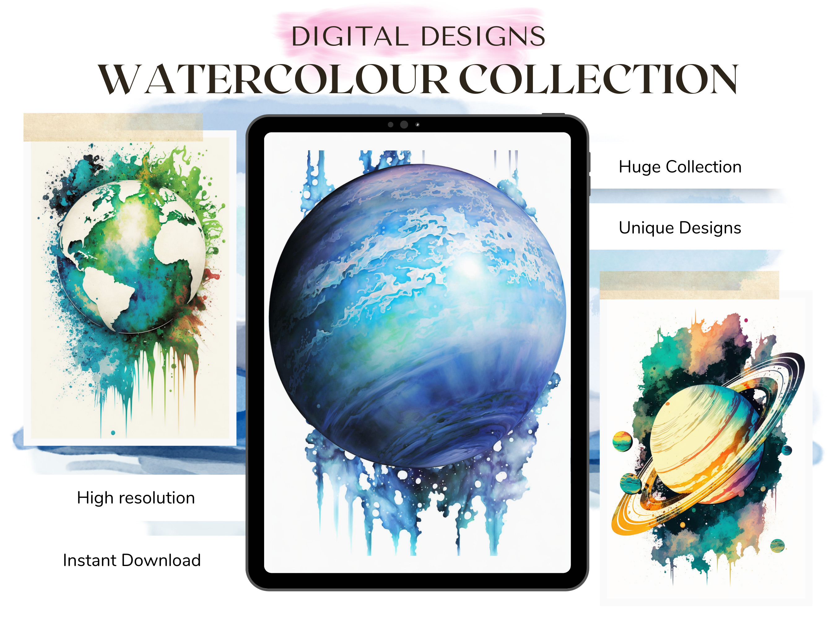 Planets Watercolour Tattoo Designs | PDF Reference Designs for Tattoos