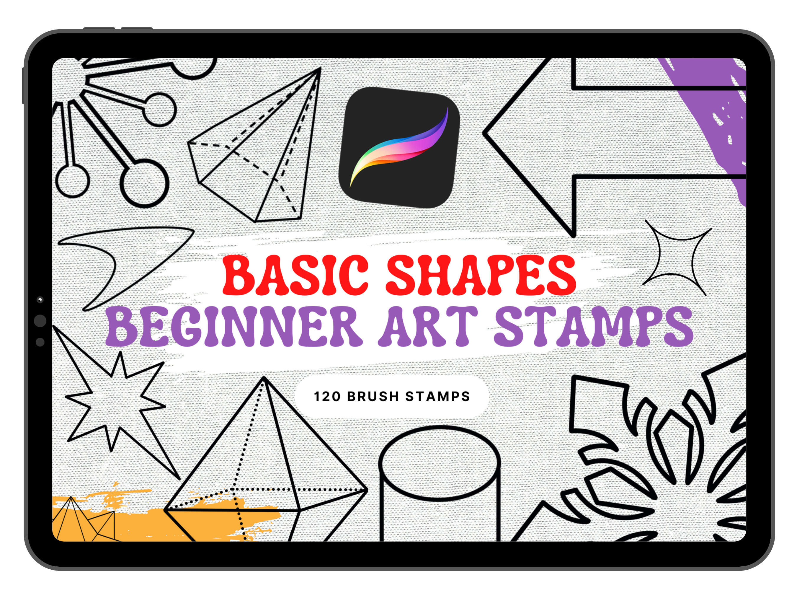120 Basic Shape Brush-Stamps| Downloadable Pro-Create Brush-sets