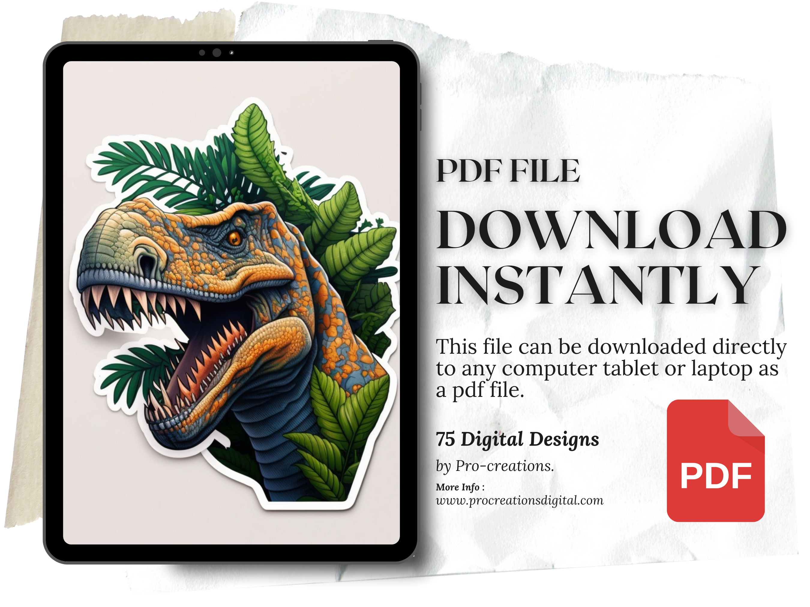 Dinosaurs Digital Downloadable Sticker Designs | PDF Reference Designs for Tattoos