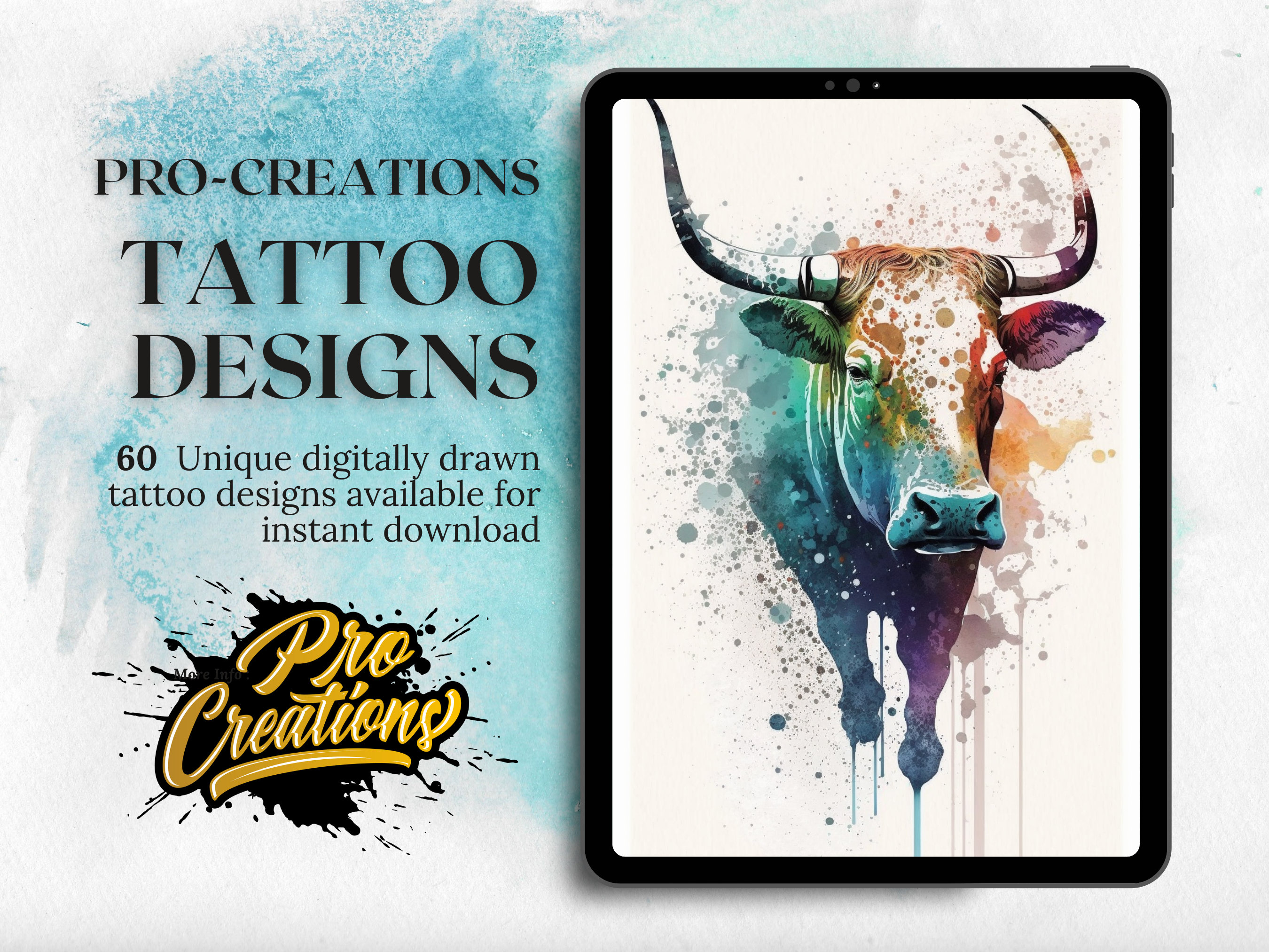 Farm Animals Watercolour Tattoo Designs | PDF Reference Designs for Tattoos
