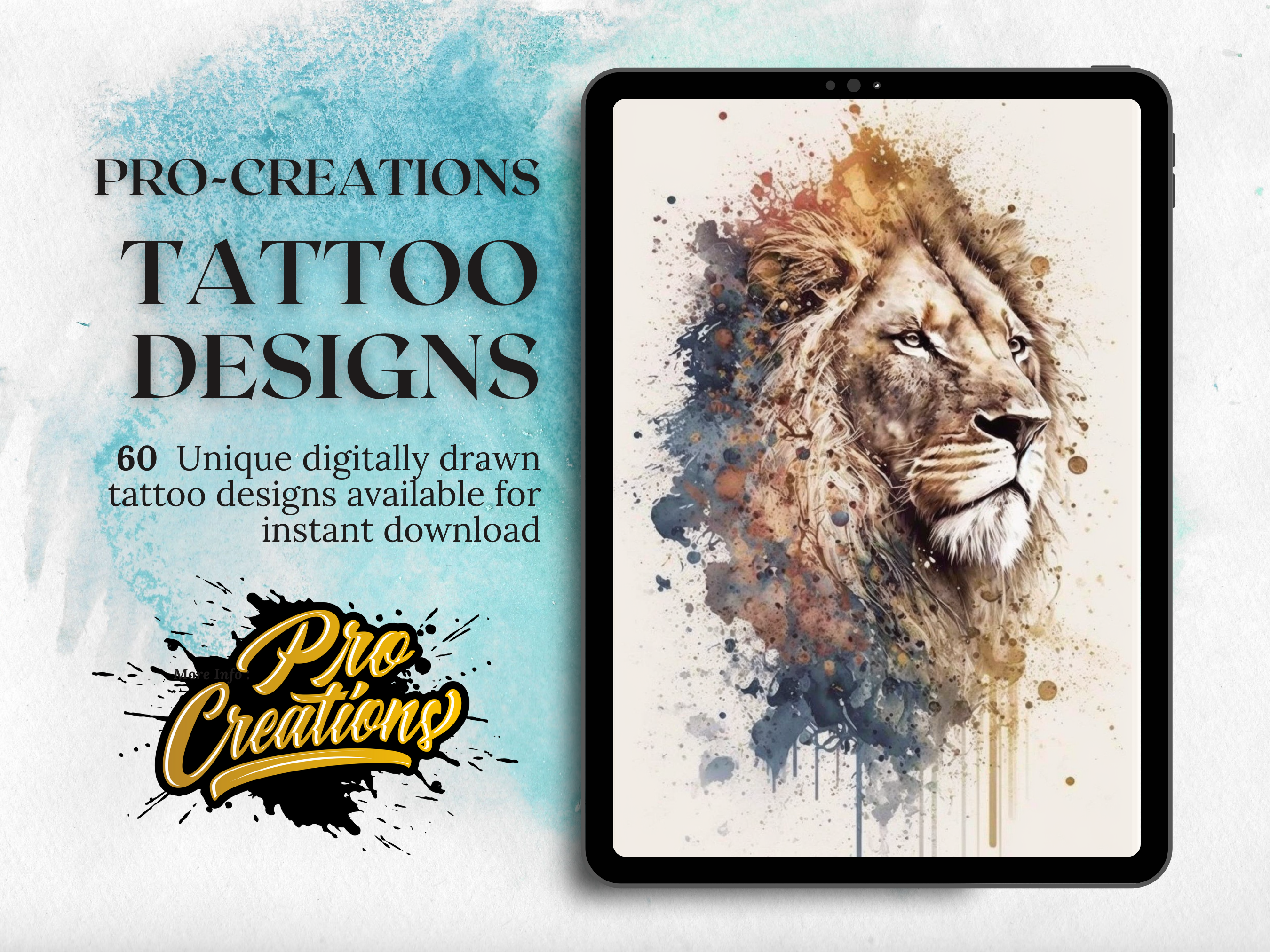 Big Cats Watercolour Tattoo Designs | PDF Reference Designs for Tattoos